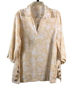 Joie Linen Floral Print Button Detail Pastel Tunic 1X